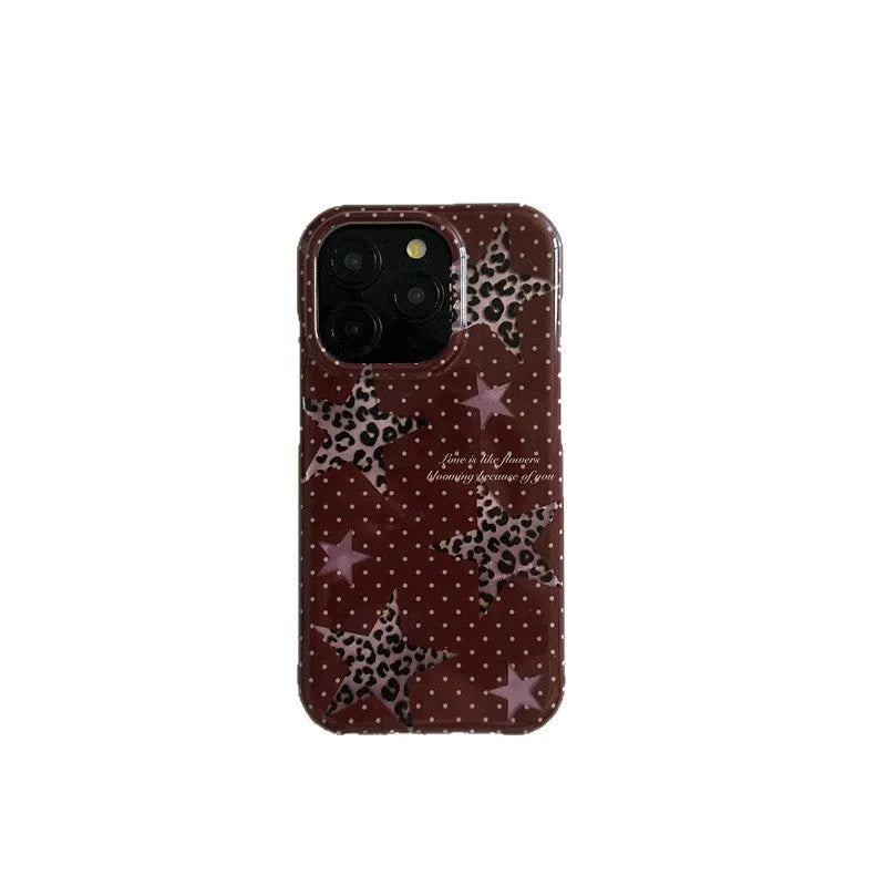 Double-layer half-pack phone case with XINGX leopard print and polka dot design, shockproof TPU cover for Apple iPhone models.