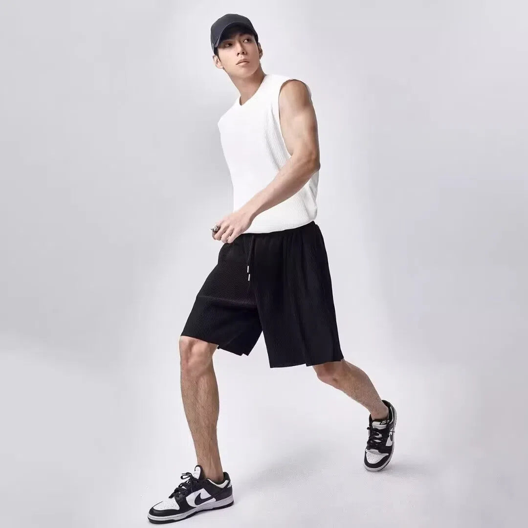 Men's sleeveless striped hooded vest in white or black, thin 100% polyester, sizes M to 3XL