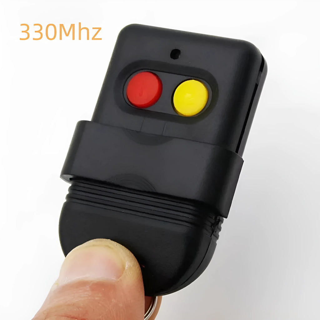 Black plastic two-key dial remote control handle with SMC5326 chip, 330MHz or 433MHz, 12V rated voltage for door control