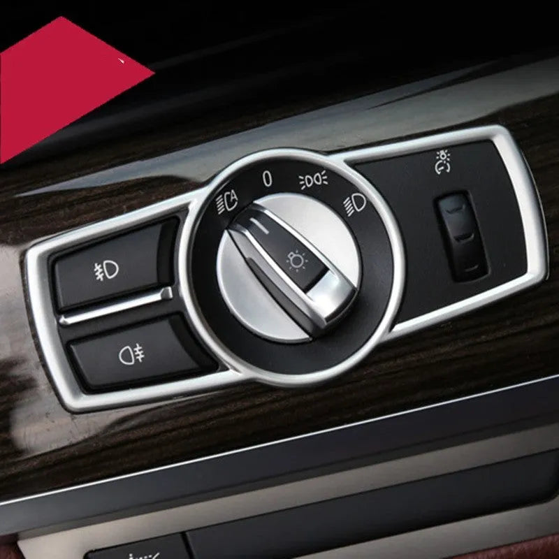 Silver ABS decorative strip for BMW headlight switch frame interior trim