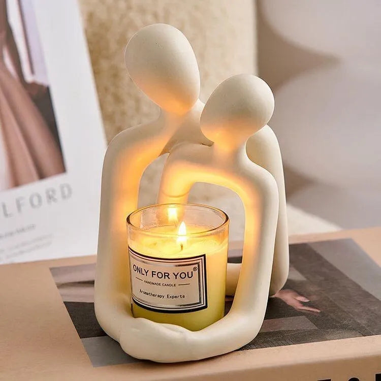 Modern loving couple resin statue in milky white or gold finish for home decor