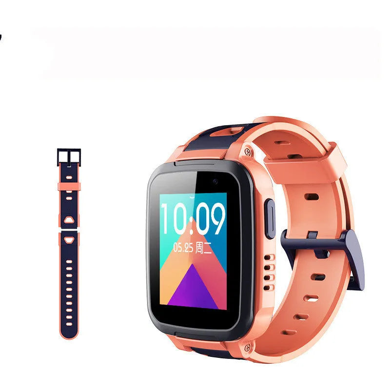 360 SE5 blue children's smartwatch with stainless steel band on a wrist