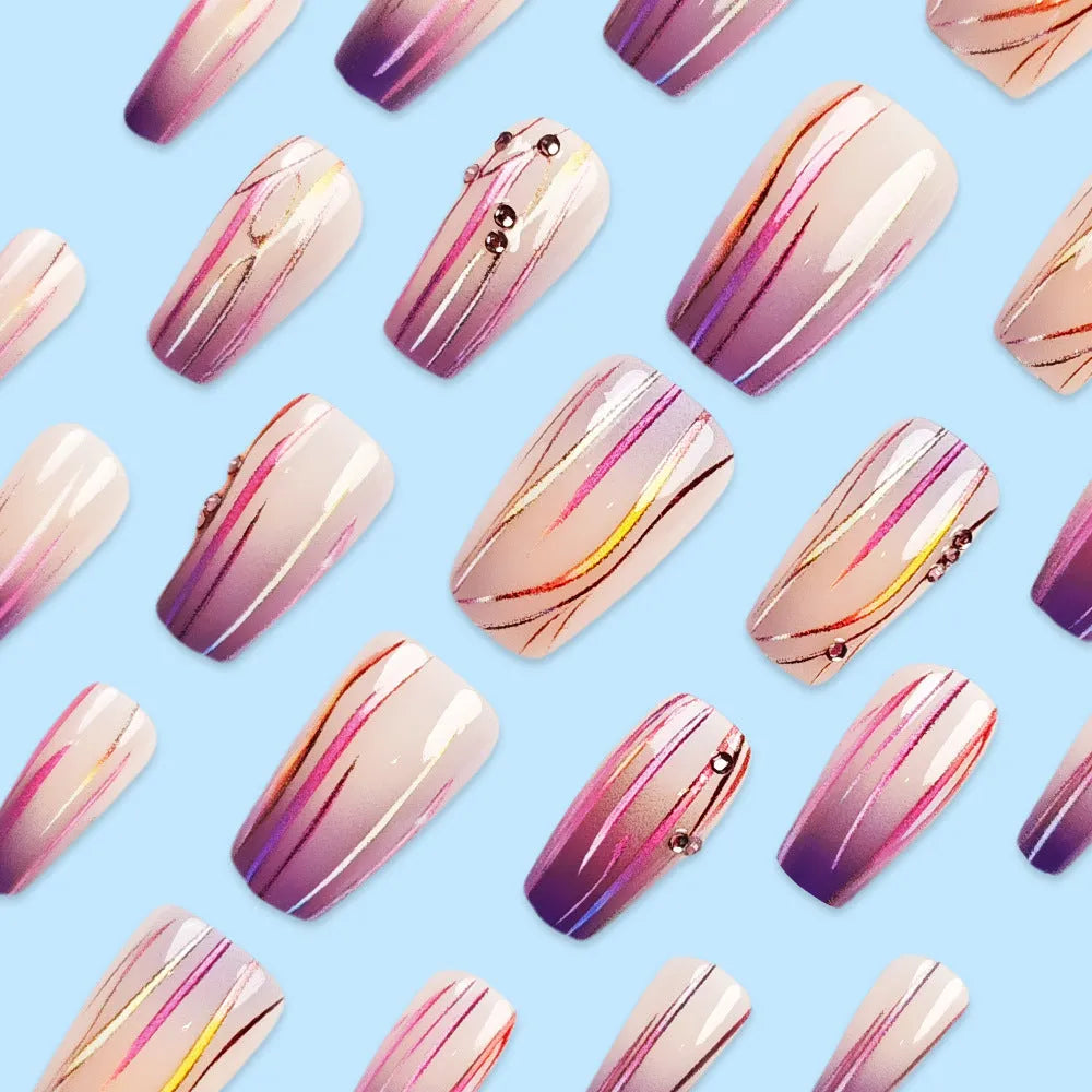 Magic colour asterism nail stickers with purple gradient starry sky pattern and jelly glue