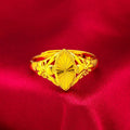 Alluvial gold open flower ring for girls featuring geometric texture and adjustable brass band