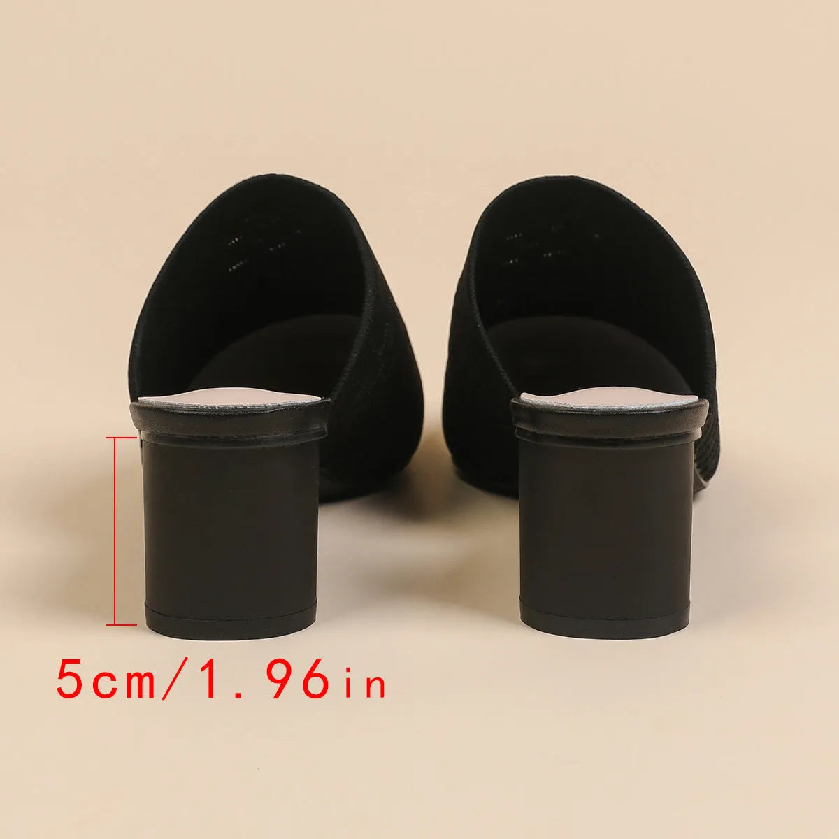 Women's pointed toe cap sandals with chunky 5cm heel in fishing line colours on rubber sole
