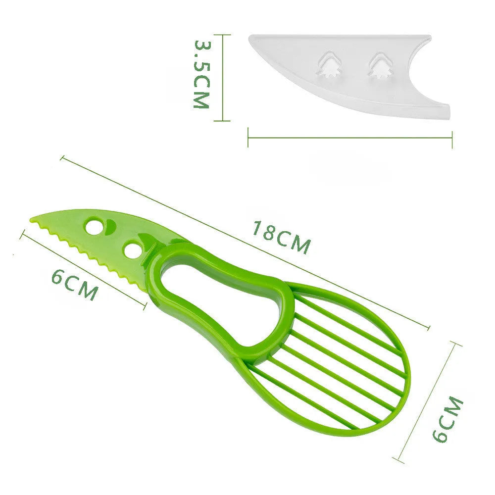 Multifunctional avocado knife in green and orange polypropylene for slicing and peeling fruit