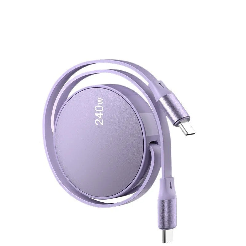 Telescopic Type-C data cable 1m aluminium alloy 240W PD fast charging lead in purple