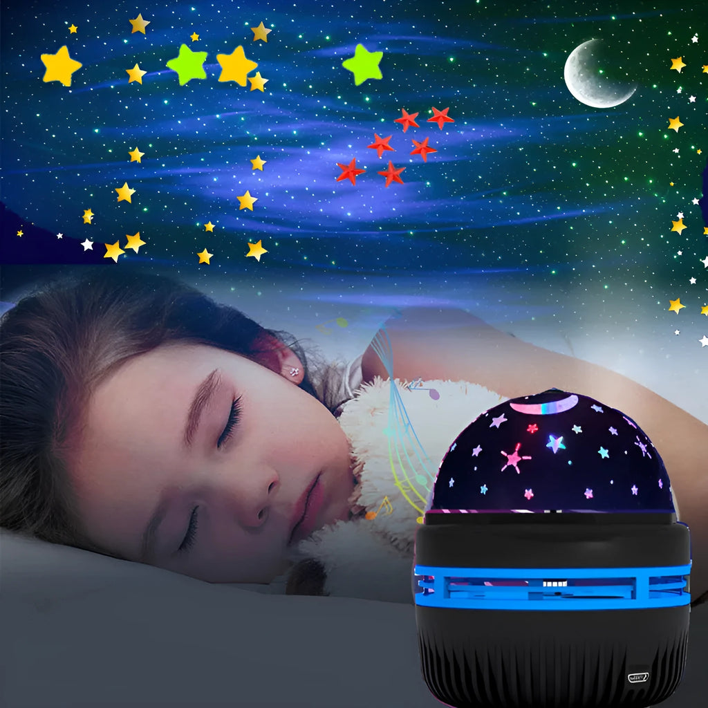 Mini crystal magic ball projection light showing starry sky and aurora water pattern effects