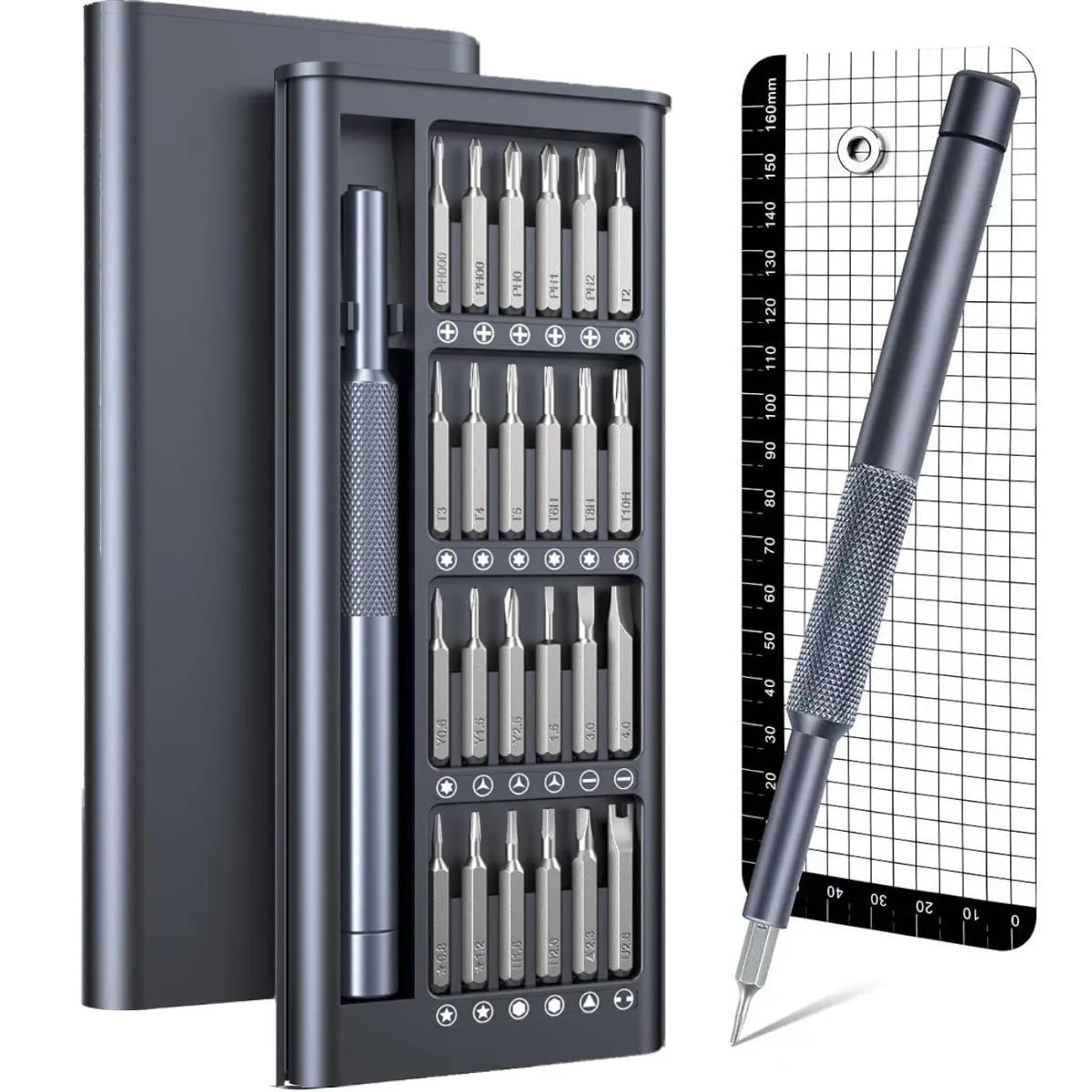 25-in-one screwdriver set with magnetic tips and chrome vanadium steel bits