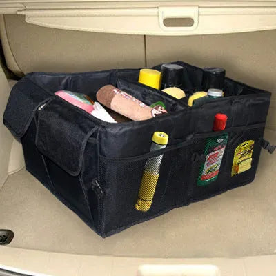 Black non-woven car storage can folded to 40cm length and 26cm width for package organisation