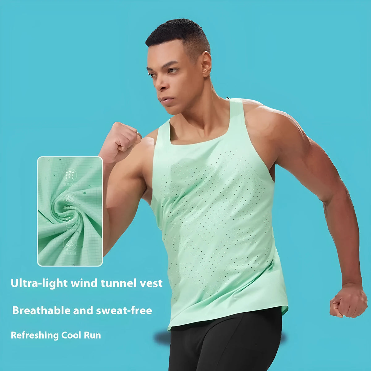Men's professional running quick-dry vest in solid colour, polyester fibre, marathon and track top