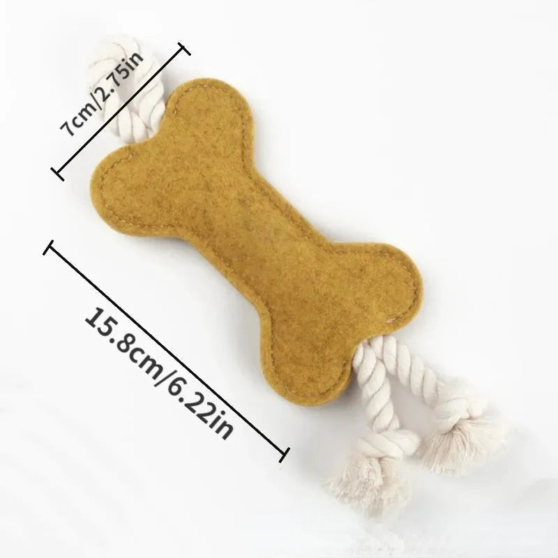 Bone shaped dog toy with rope knot construction in four colour options for bite resistant training