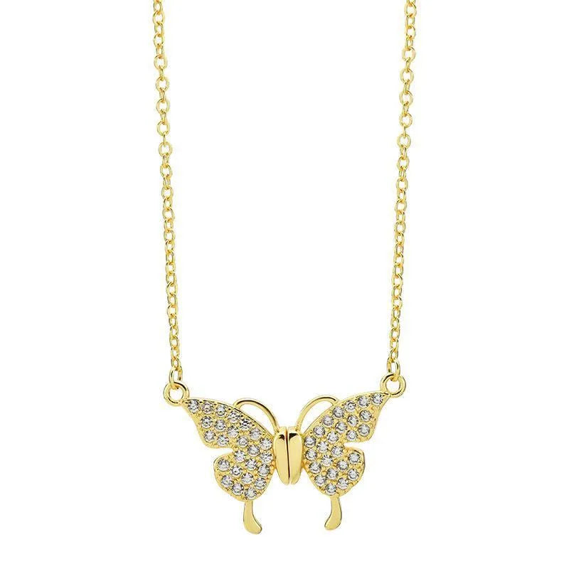 Gold titanium steel twisted chain necklace with magnetic butterfly clasp.
