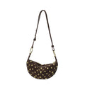 Retro rivet bag in frosted imitation buckskin suede with dumpling shape and sewing line details