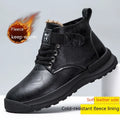 Men's black high-top platform Martin boots with velvet and PU upper on a rubber sole.