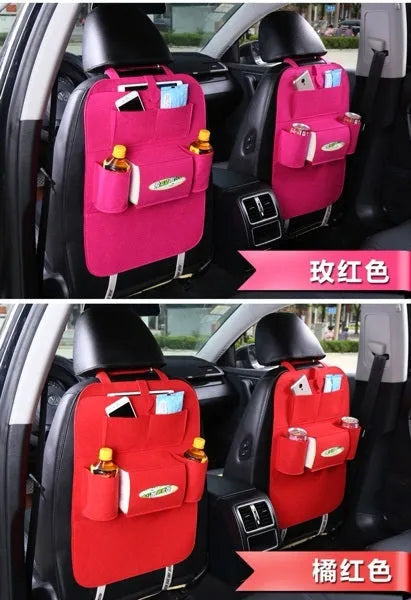 Wool felt car seat organizer bag in black, 33 x 14 x 5.5cm multi-purpose auto storage pouch
