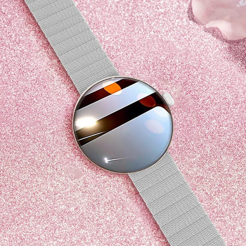 42mm circular smart watch for women with metal strap and colour touchscreen display