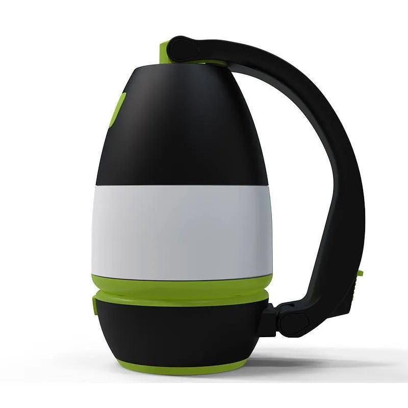 Black green 3-in-1 multifunctional LED tent lamp with adjustable head and USB port