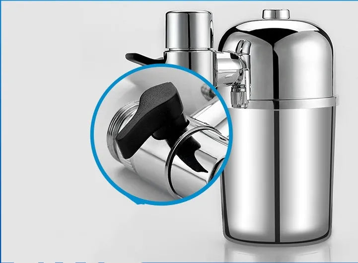 Faucet water filter with stainless steel and ceramic filter, terminal purification, 150L/h, silver filter element