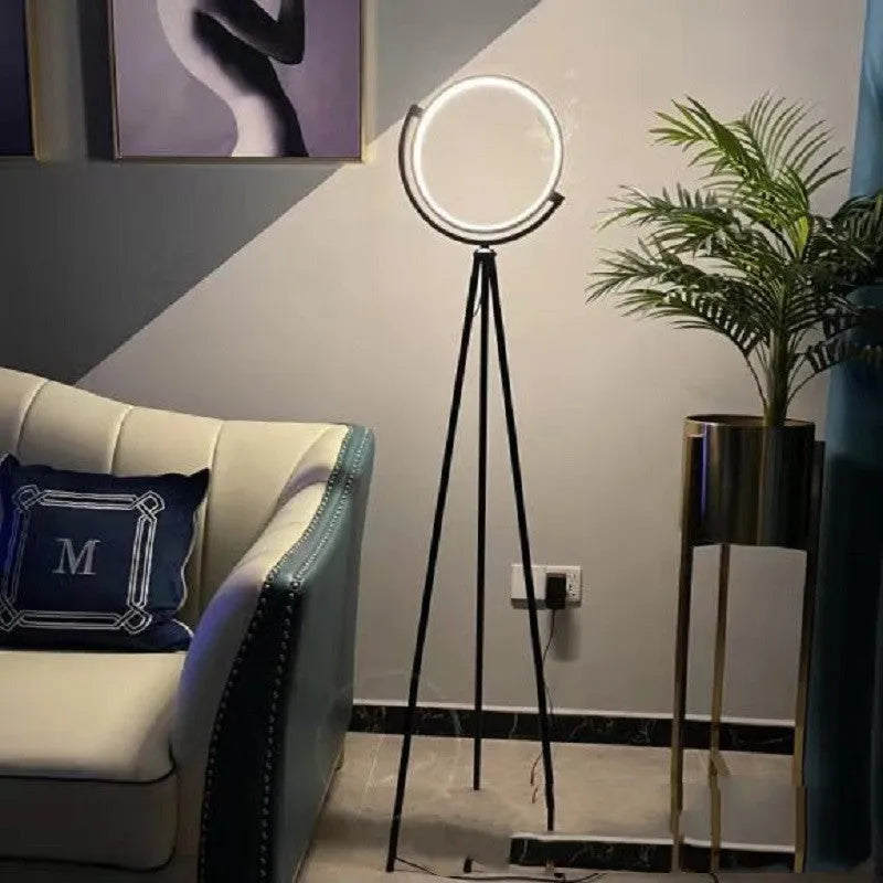 1520mm black LED floor lamp with aluminium body, PVC shade, warm light, and pull wire switch