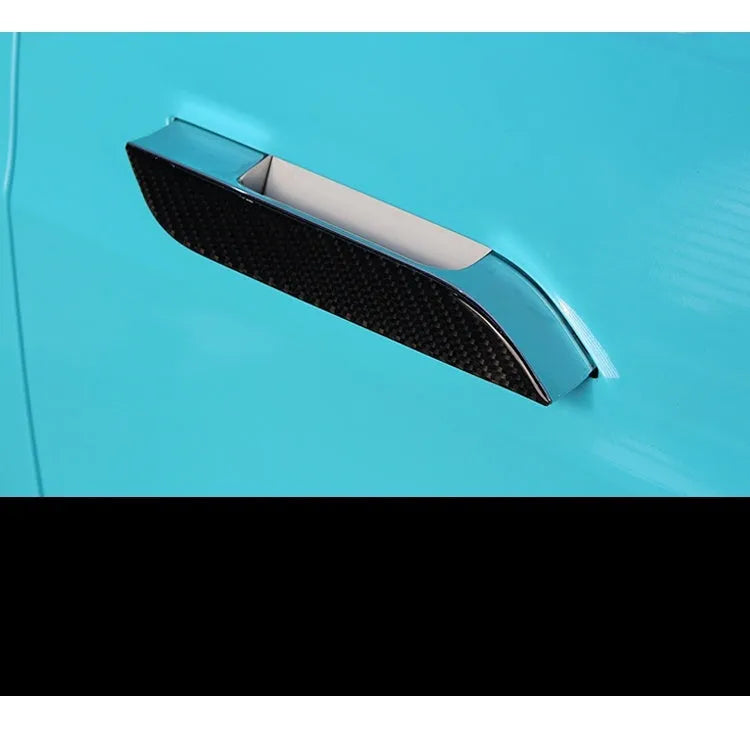 Carbon fibre door handle protection stickers for Tesla Model S with drip pattern texture