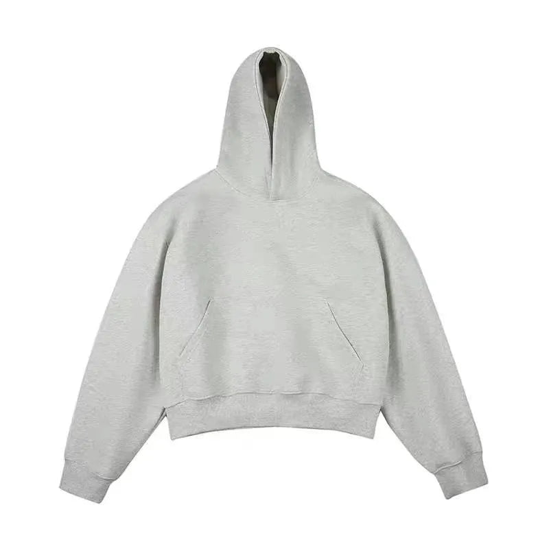 Chinese cotton composite silver fox velvet hooded sweater with removable hood in street fashion style.