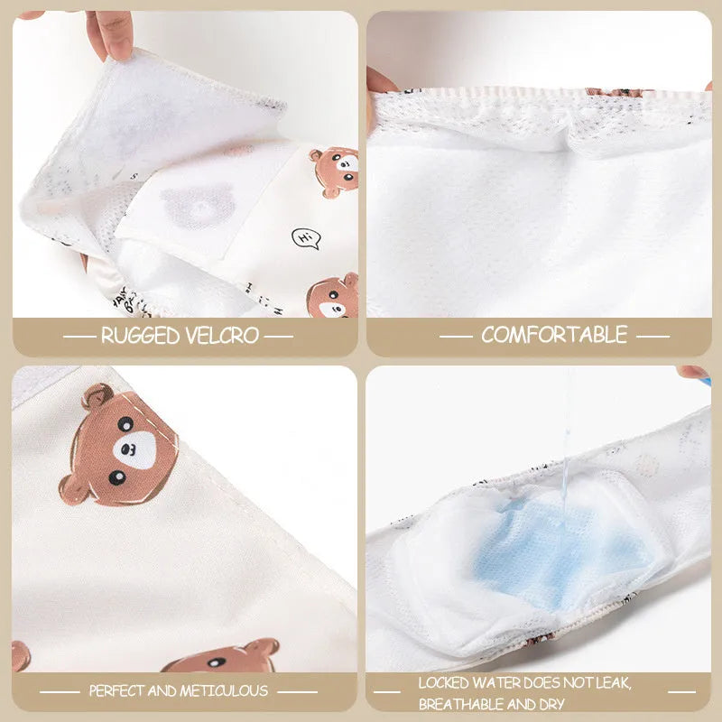 Reusable male dog diaper belly band in cartoon bone paw print pattern with fastener tape