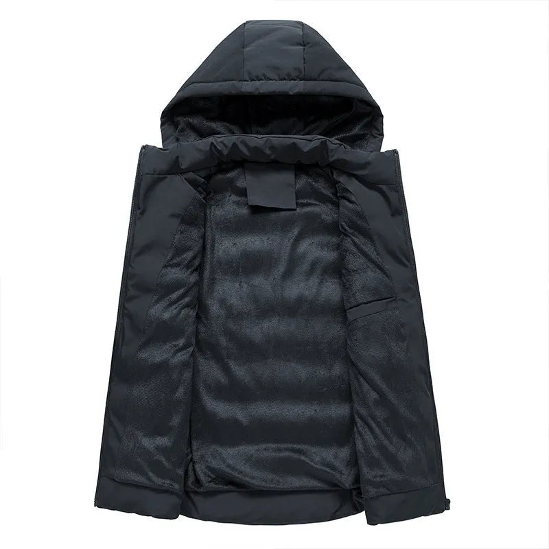 Men's slim waistcoat cotton-padded jacket with zipped pockets, straight hem and cardigan front, shown in solid colour