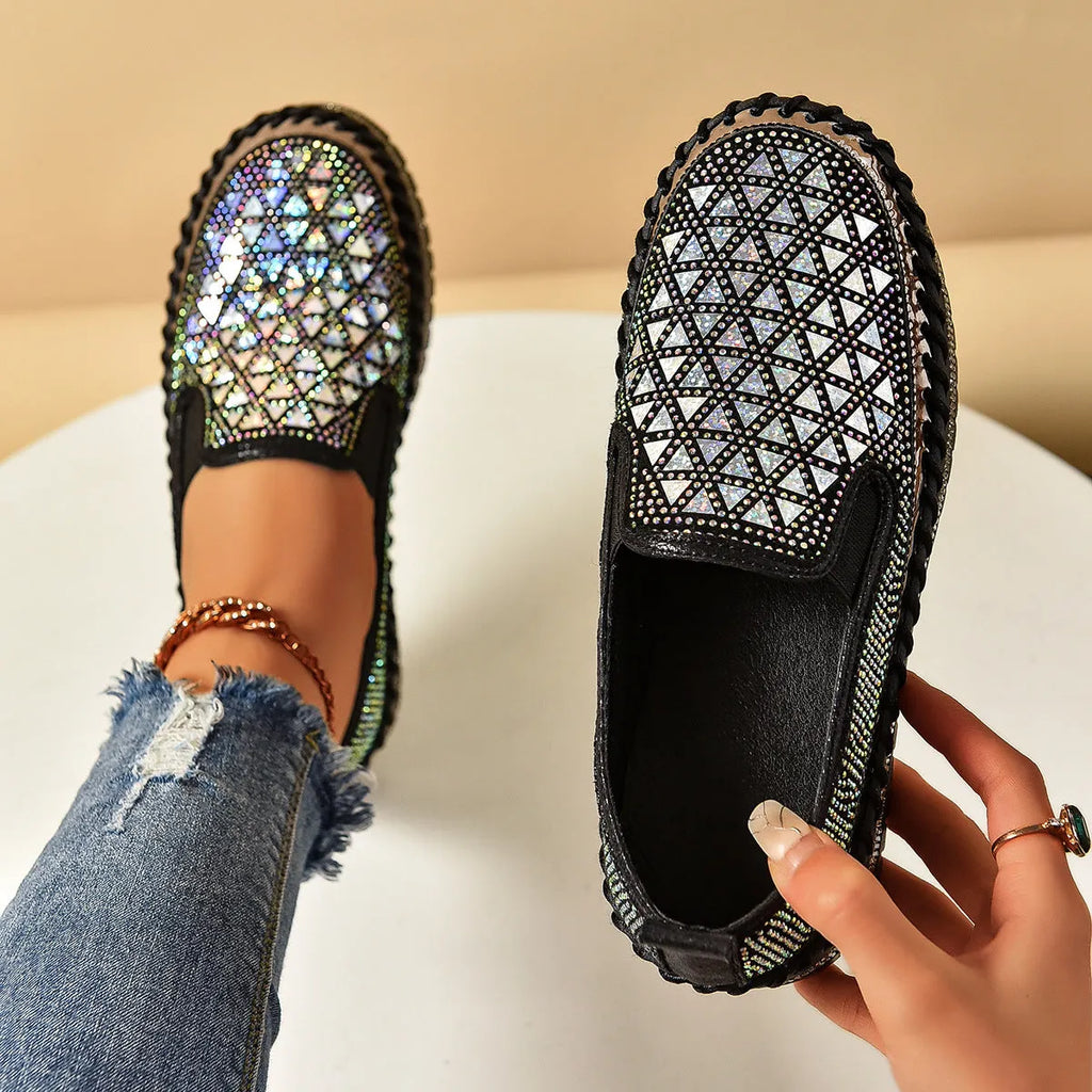 Suede casual sneakers with rhinestone decoration and thick rubber sole in beige colour