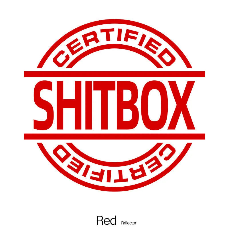 13 by 12 cm vinyl car body sticker shown in multiple colour options on a vehicle panel