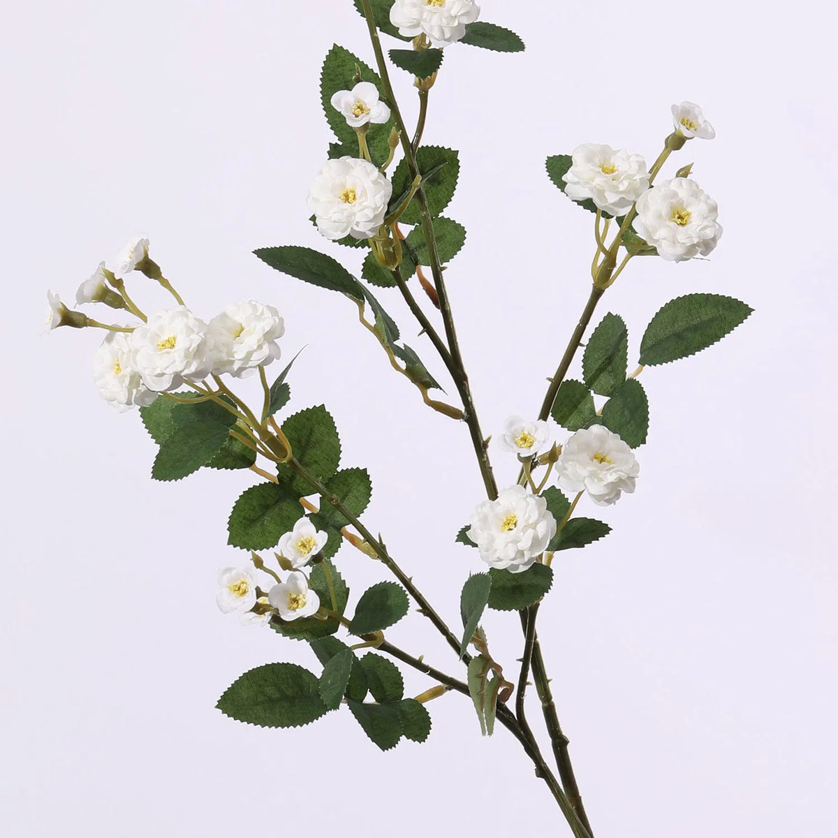 Artificial multi-head small rose ornament in silk fabric, available in five colours for wedding and photography use