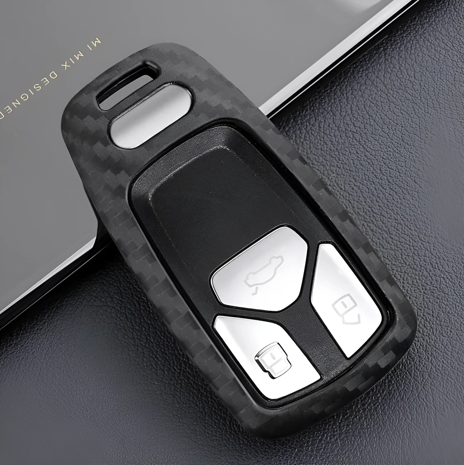 Carbon fibre silicone key case for car key protection with round button style