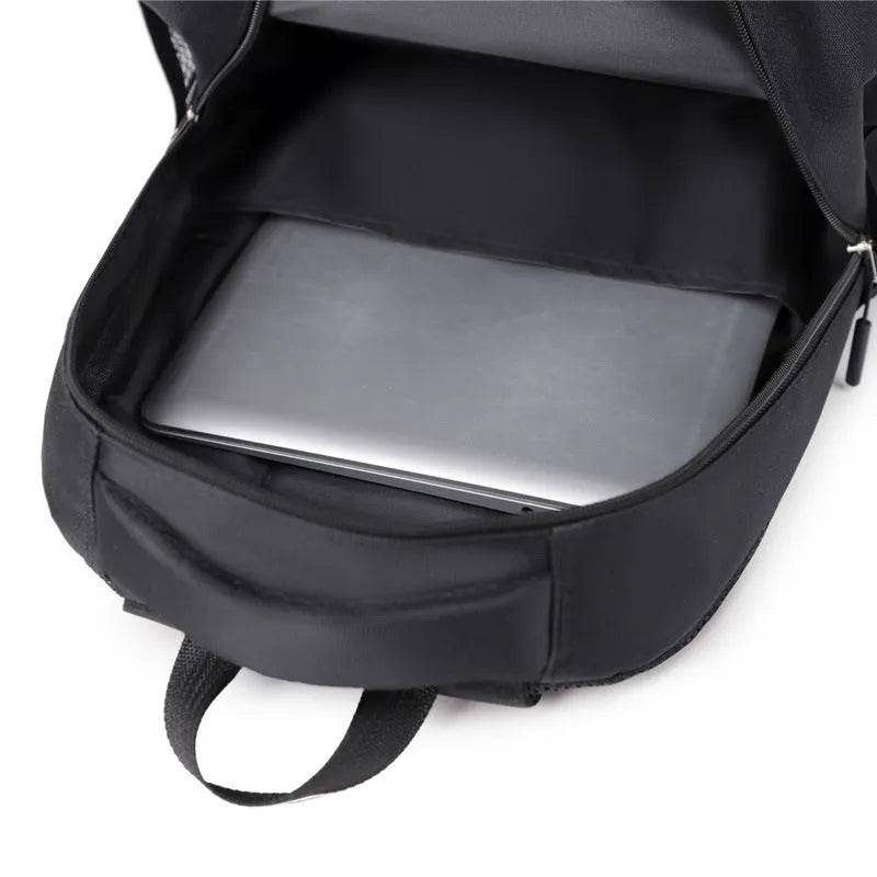 Men's casual Oxford cloth backpack in grey, black, green, and blue colour options