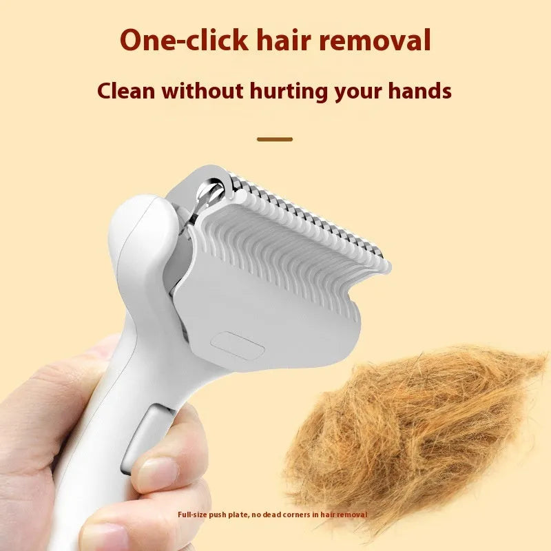 Pet hair unknotting comb in ABS material for cats and dogs, floating hair removal tool in green colour