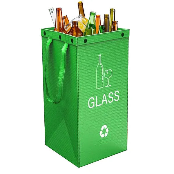 Blue handbag style 40-litre plastic waste sorting bin with waterproof construction
