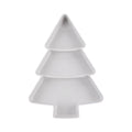 Christmas tree shaped plastic fruit platter and divided snack tray, 25.5 x 18.5cm, in blue, grey, pink or white.