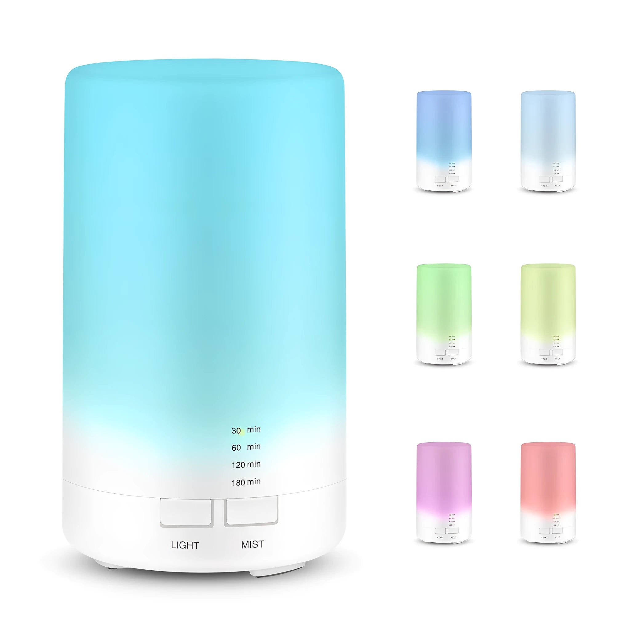 Ultrasonic Aromatherapy Diffuser USB Mini Silent Humidifier with 7 Colour LED Lights for Home Office Yoga Bedroom 125ml Capacity 20-30 sq m Coverage White ABC PP PC Materials