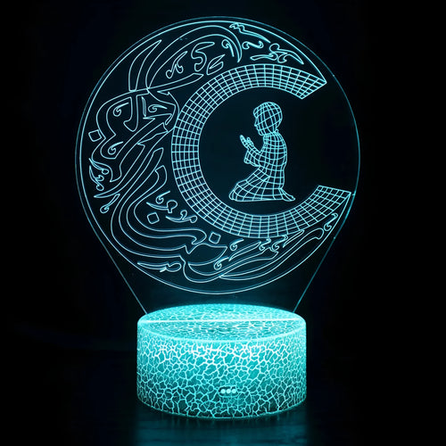 3D small LED night lamp with a black touch-sensitive base showing colourful lighting effects.