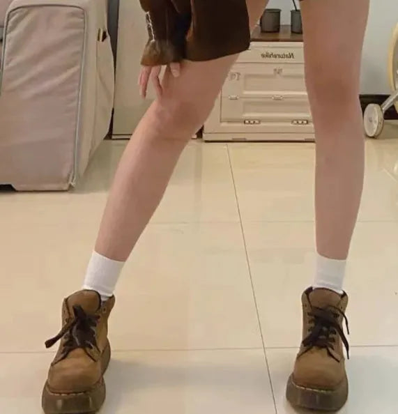 Brown matte synthetic leather retro boots with thick TPR sole, sizes 35-39