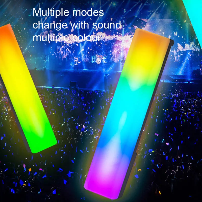 3D RGB music voice-activated ambiance lamp in white or black shell on tabletop
