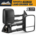 Black foldable rearview mirror replacement kit for Toyota Land Cruiser 100 1998-2007 models