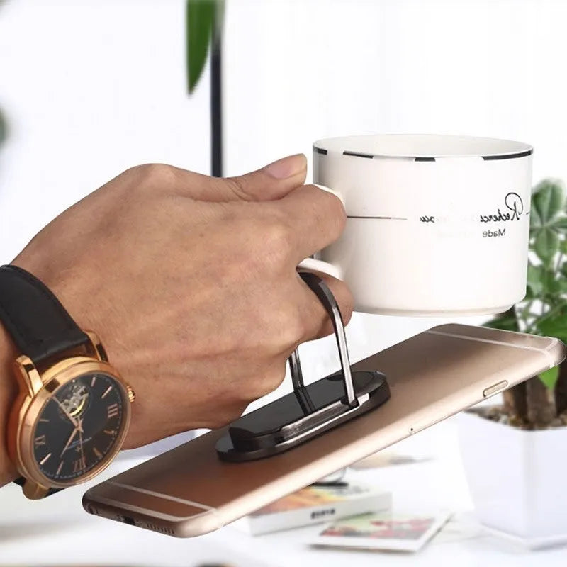 2 in 1 USB plasma lighter and phone holder in aluminium alloy, black ice, with ring buckle and 3M tape
