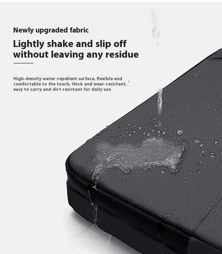 Men's 14-inch laptop sleeve in dark gray Oxford fabric with shoulder strap