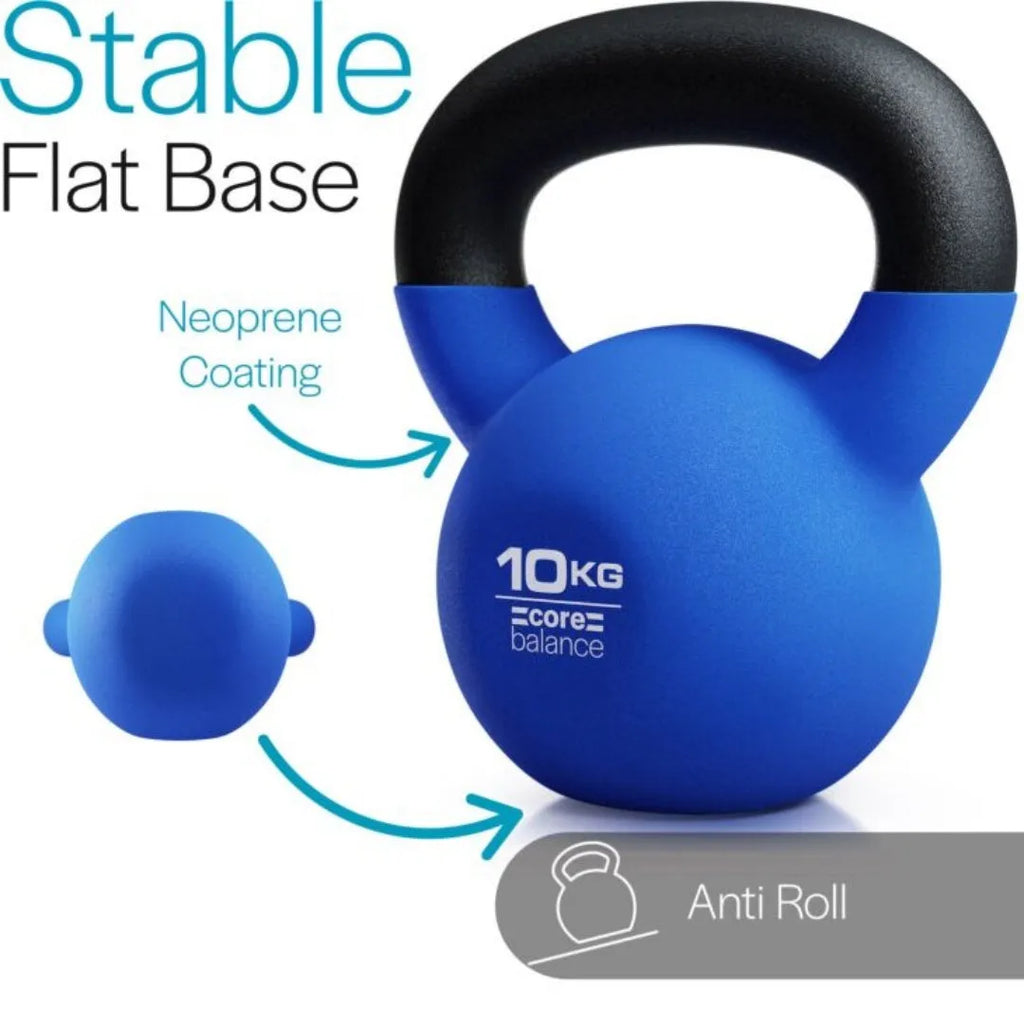 Blue cast iron dumbbell weighing 10 kg with teapot-style handle for home strength training