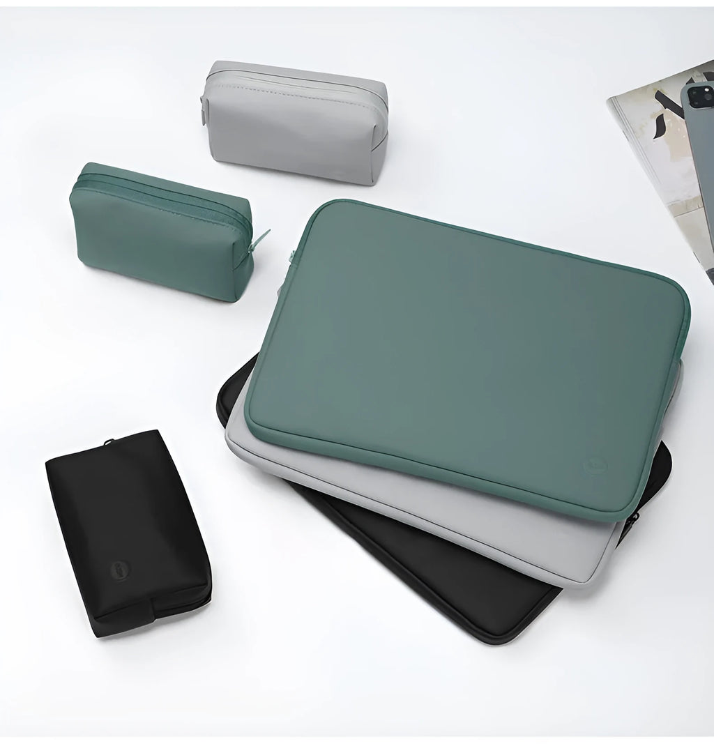 Mint green PU leather laptop liner bag for 13 inch notebook
