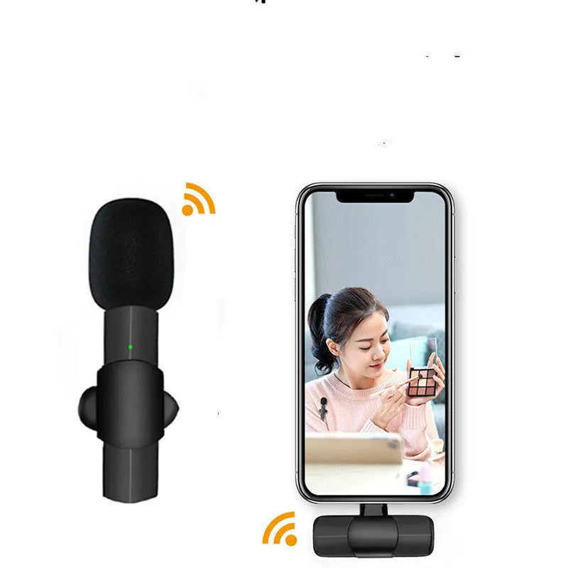 K10 wireless lavalier microphone with clip for mobile phone recording