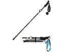 Folding telescopic trekking pole in aluminium alloy, adjustable 36-130cm, shown in black yellow and black blue colour options