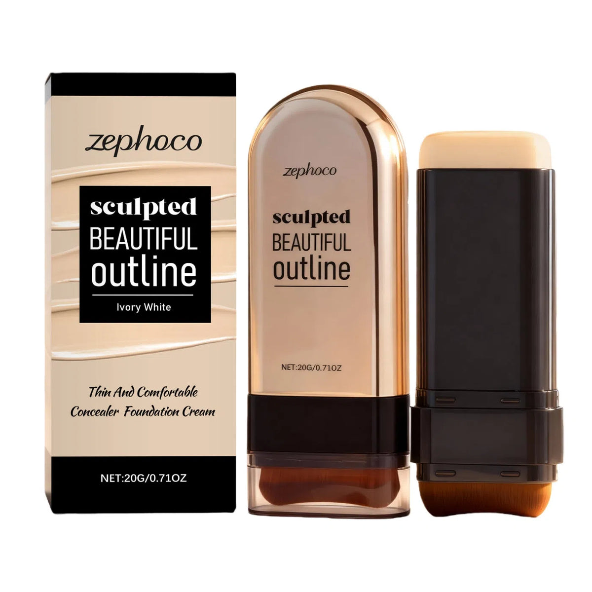 Concealer foundation stick in three shades: dark complexion, ivory white, and natural colour, with mineral oil and beeswax.