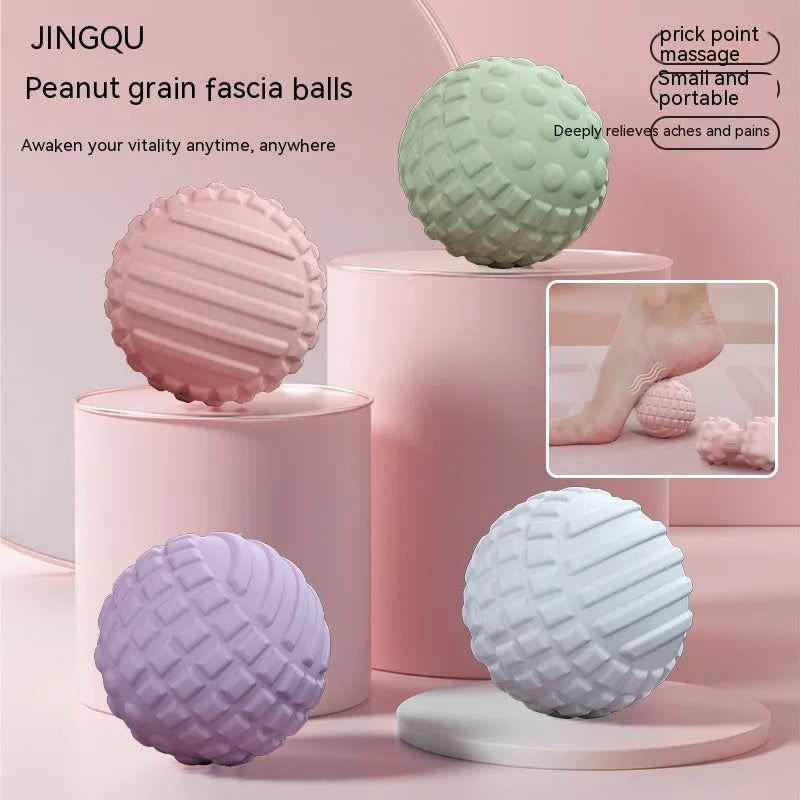 TPR foot massage ball in blue colour with textured surface, 6 cm diameter.