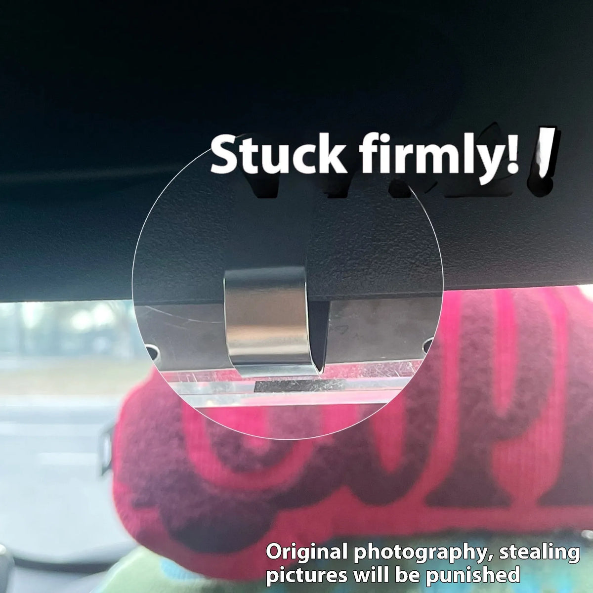 Clear acrylic magnetic photo frame clip 6x9cm holding a photo on a refrigerator